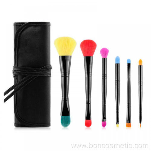 Double head travel makeup brushes set